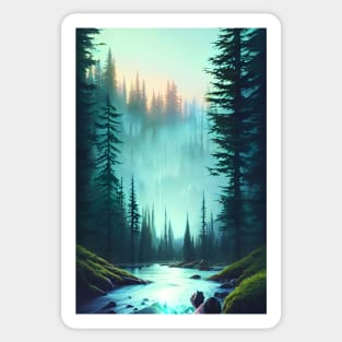 Crystal Clear Water Nature Forest Landscape Sticker
